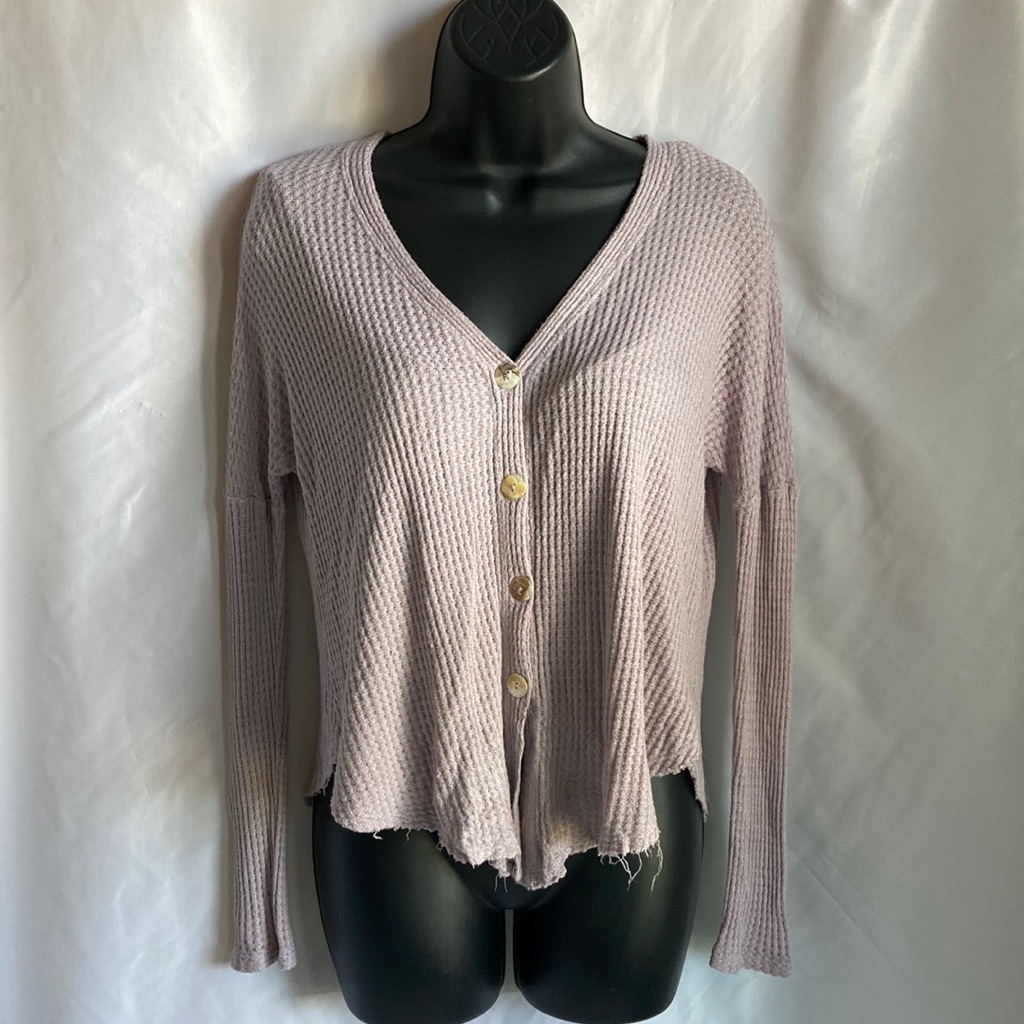 Jolie Long Sleeves Buttoned Front Mid Cropped Top Size Large (Junior)
